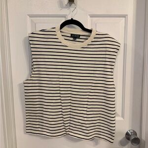 J. Crew Cream and Black Striped Muscle Tee